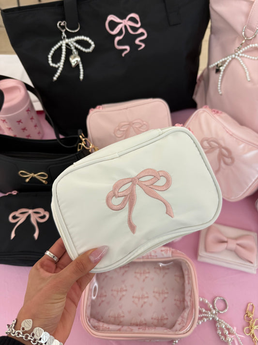 White Bow Makeup Pouch