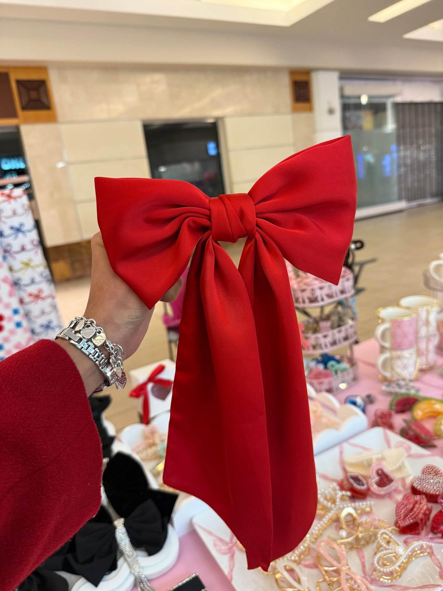 Long Red Satin Bow