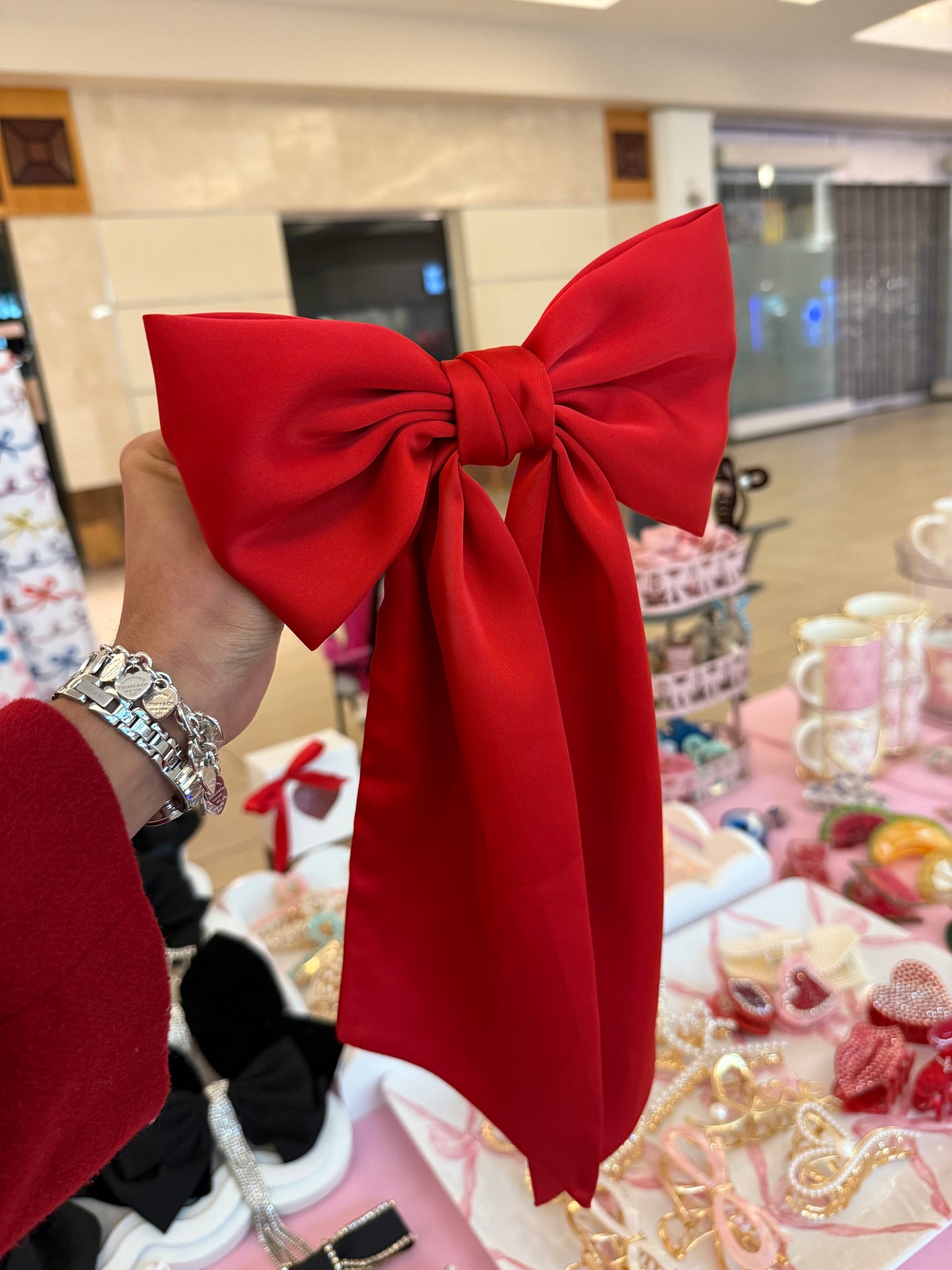 Long Red Satin Bow