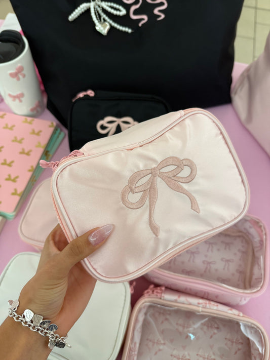 Pink Satin Makeup Pouch