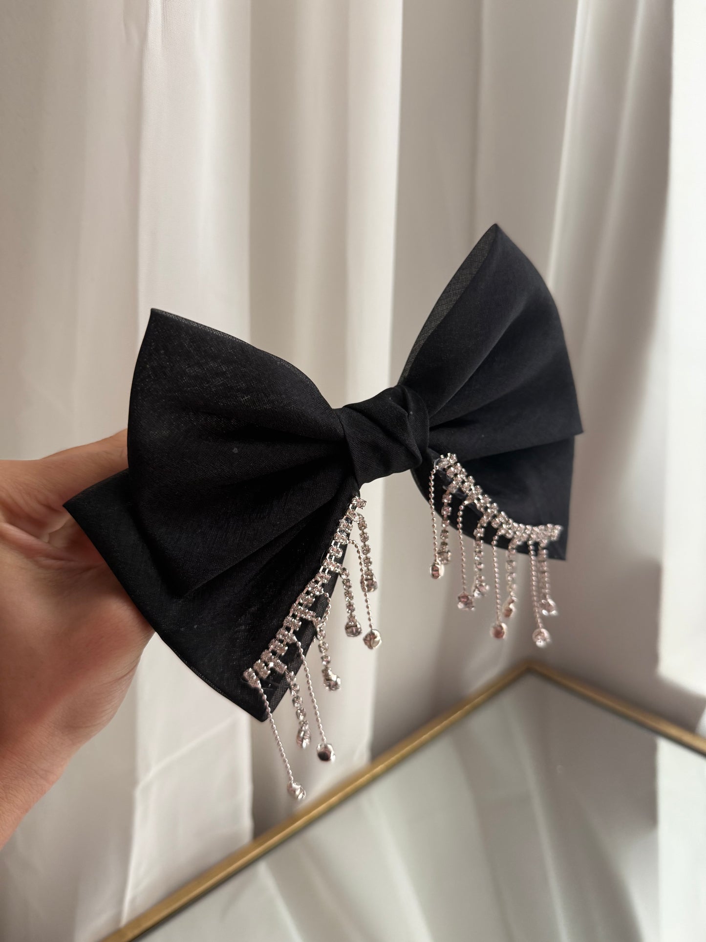 Black Sparkly Hair Bow