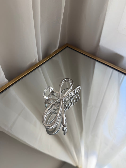 Silver Bow Metal Hair Clip