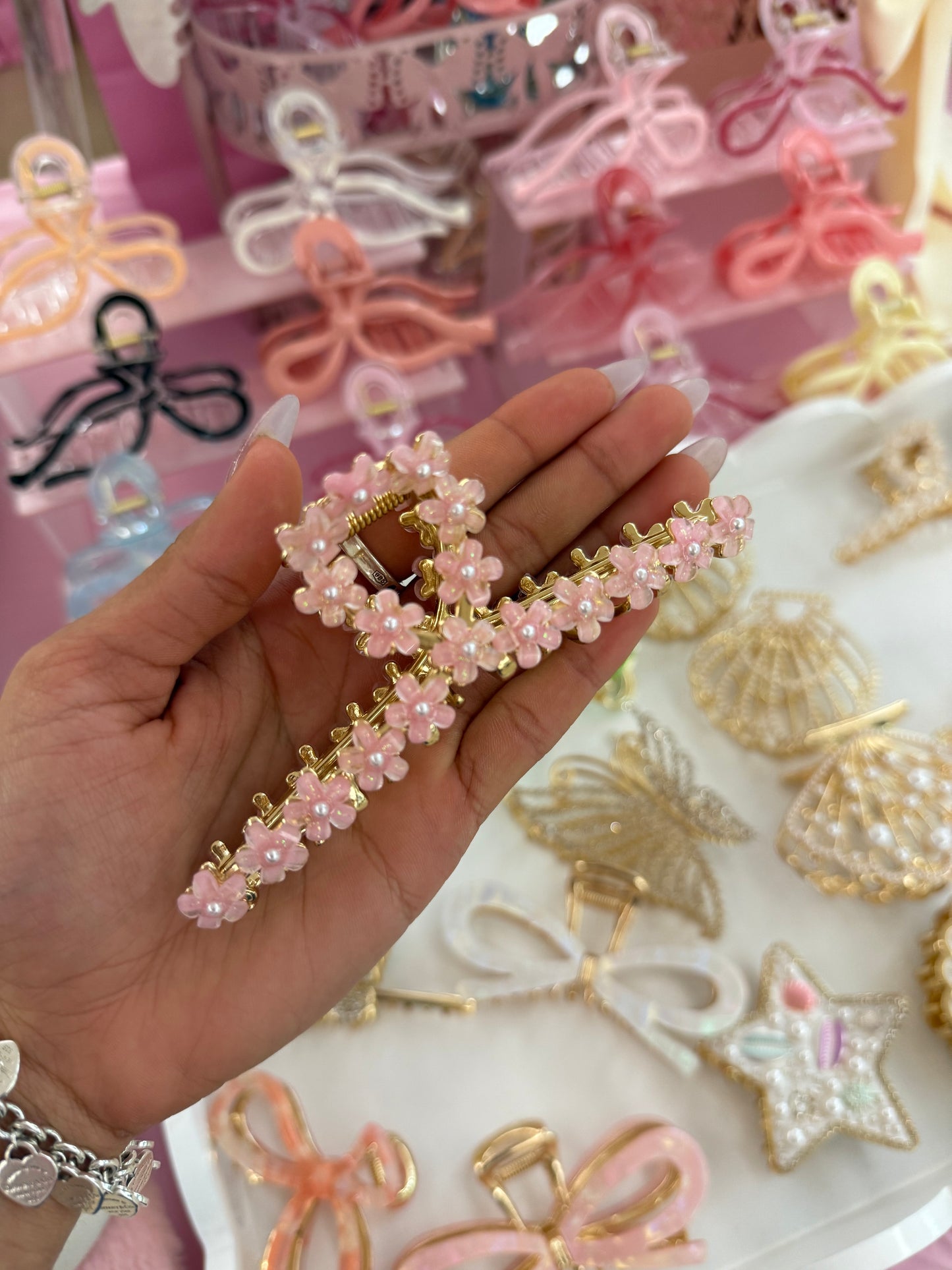 Pink Floral Hair Clip